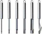 Yiasangly Fruit and Vegetable Corer Tool, Multi-Function Stainless Corer and Pitter Remover Set for Apple, Pear, Cherry, Jujube, Red Dates, Berry, Chili, Jalapeno Pepper, Tomato, potato - 6 Pieces