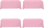 BRILLMAX 4 Pack Pink Tablecloths for 8 Foot Rectangle Tables 90 x 156 Inch - 8ft Rectangular Bulk Linen Polyester Fabric Washable Cloth Cover for Wedding Reception Banquet Birthday Party
