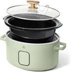 Beautiful 6 Qt Programmable Slow Cooker by Drew Barrymore -5 Preset Cooking Functions, Digital Countdown Timer, Dishwasher-Safe Parts and Cool-Touch Handles (Sage Green)