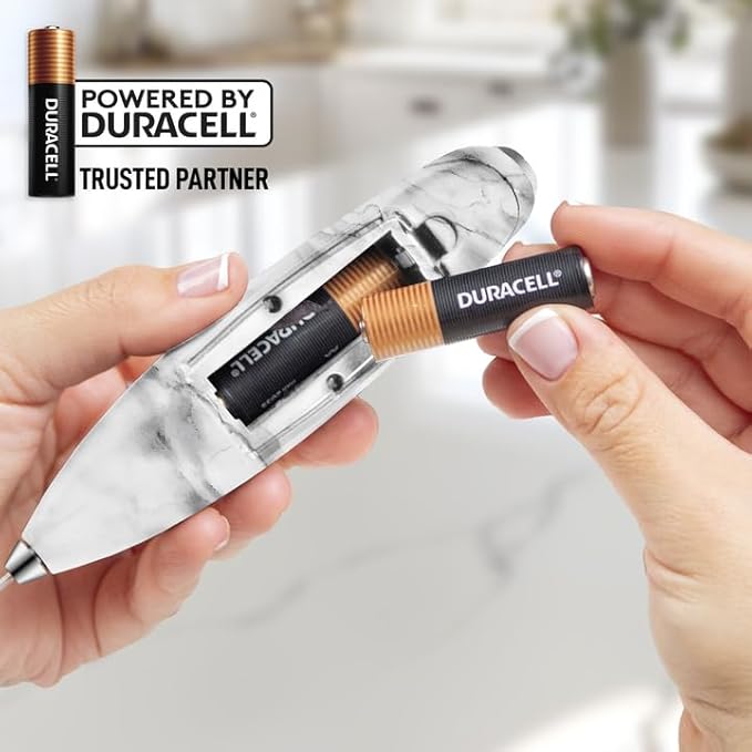 Zulay Kitchen Powerful Milk Frother Wand With 4 AA Duracell Batteries - Ultra Fast Handheld Drink Mixer - Electric Whisk Foam Maker for Coffee, Lattes, Cappuccino, Matcha & Creamer - Quartz