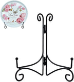 SVENJBB Black Iron Plate Stand, 8 Inch Plate Holder for Display, Small Metal Plate Display Stands for Cookbook, Picture Frame, Photo, Decorative Plates (8 Inch, 2 Pack)