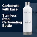 FIZZIT Spärkli 1L Stainless Steel Carbonating Bottle | Compatible with Aarke II & III, Philips GoZero & Monten Soda Makers | Reusable Sparkling Water Bottle, Dishwasher Safe, BPA-Free-Eco-Friendly