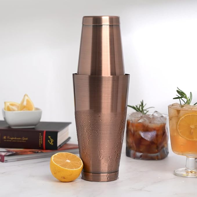 ETENS Boston Cocktail Shaker Antique Copper, Cocktail Shaker Tins Weighted, Bar Shaker Set Bartender Shakers for Bartending - Martini Shaker Stainless Steel Drink Mixer | Bar Tools Metal Shaking Tin