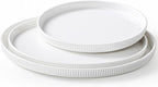 Dizada Round Serving Platters 3-Pack (12.8"/10.8"/8.8") - White Porcelain Serving Trays for Veggie, Fruit, Cheese, Snack, Party Entertaining
