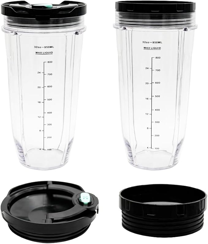 2 pcs 32ozCup with sealing lids and steam-release button Lid,Compatible with Ninja BN400, BN401,CL401A, CL405CO, CO351B, SS100,SS150,SS151,SS300,SS400,SS401,BN750,BN751,BN800, BN801, BN801C, DB751A