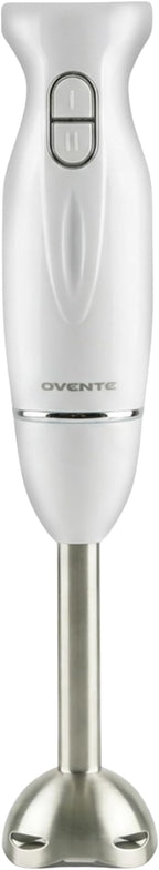 OVENTE Immersion Hand Blender, 300W Electric Handheld Stick Mixer with 2 Mixing Speeds and Stainless Steel Blades for Smoothies, Purees & Baby Food, White HS560W