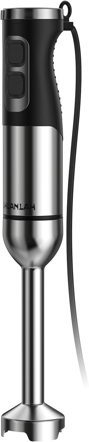 1000W Powerful Immersion Blender Handheld, 2025 New Update Hand Blender with 25-Speed and Heavy-Duty Copper Motor (Silver)
