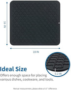 AMOAMI-Dish Drying Mats for Kitchen Counter-Silicone Dish Drying Mat-Kitchen Dish Drying Pad Heat Resistant Mat-Kitchen Gadgets Kitchen Accessories Kitchen Small Appliances(16" x 18", BLACK)