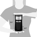 Elite Gourmet EHC-112B Personal Single-Serve Compact Coffee Maker Brewer Includes 14Oz. Thermal Travel Mug with Stainless Steel Interior, Compatible with Coffee Grounds, Reusable Filter, Black