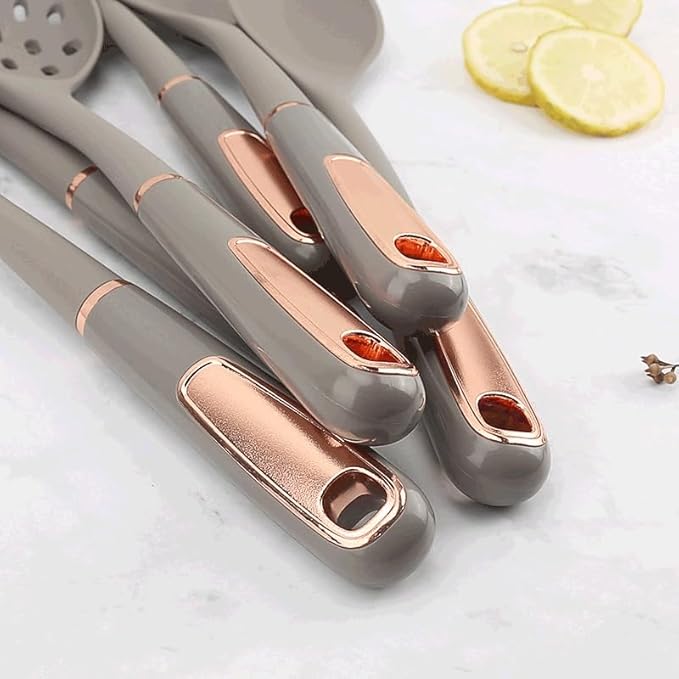 Kitchen Cookware Silicone Non-stick Cooking Tool Spatula Ladle Shovel Soup Utensils Set(E)