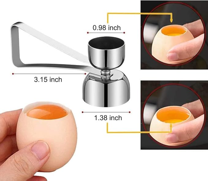 Silver Egg Shell Opener Egg Topper Cutter, Stainless Steel Egg Cracker Separator for Raw, Soft or Hard Boiled Egg Separators Specialty Tools and Gadgets