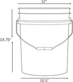House Naturals Food Grade 5 Gallon Made in USA Plastic Bucket with Screw on Lid (White Buckets with Black Lids)