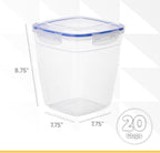 Superio Plastic Food Storage Containers with airtight Lid for Pantry, Fridge- BPA Free, Leakproof Sealed Container- Microwave, Dishwasher and Freezer Safe, Clear (20 Cup)