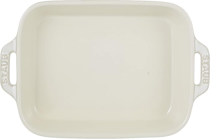 Staub Vintage Color Rectangular Dish, Ivory, 7.9 x 6.3 inches (20 x 16 cm), Ceramic, Heat Resistant, Oven and Microwave Safe