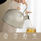 Stove Top Kettle, 2.5 Quart Whistling Kettle for Gas Hob with Wood Pattern Handle Loud Whistle Food Grade Stainless Steel, Anti-Hot Handle and Anti-Rust, Suitable for All Heat Sources