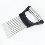 3Pcs onion slicer ，Kitchen Prong Slicer for Vegetables and Meat, Stainless Steel Tines with Safety Handle, Black (3)