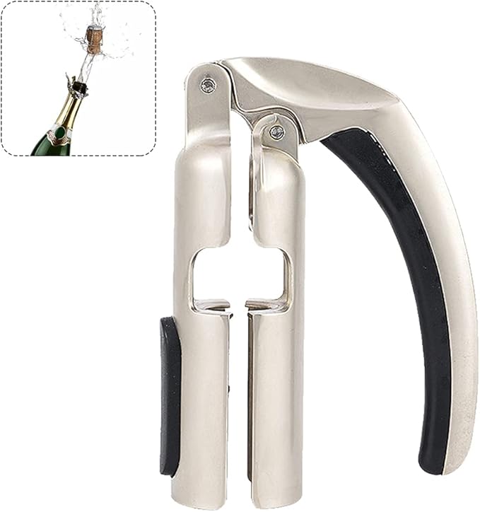 Champagne Bottle Opener, Zinc Alloy Sparkling Wine Cork Puller, Bar Jar Cork Puller Champagne Corkscrew, Multifunctional Bottle Opener, Gift for Wine Lovers(COLOR:A)