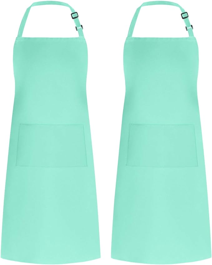Syntus Apron for Men Women, Adjustable Cooking Kitchen Chef Aprons with 2 Pockets, Cotton/Polycotton/Polyester