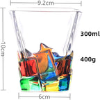 Colorful Drinking Glasses, Hand Painted Colored Water Glasses, Multicolor Water Glasse,Whiskey Wineglass Glasses,Tumbler Glasses (Ice cube)