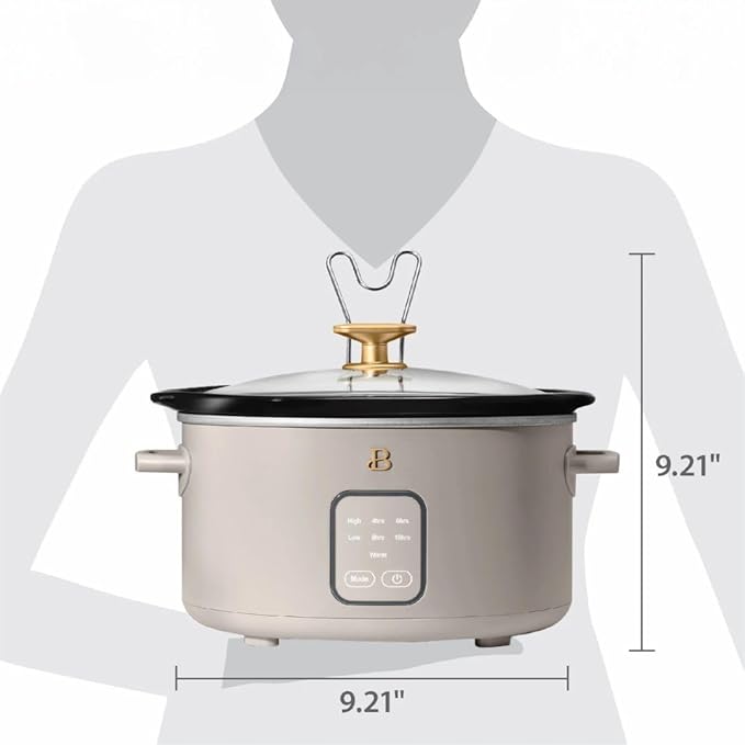 Beautiful 4-Quart Programmable Slow Cooker with Touch-Activated Display, Digital Timer, Keep-Warm Function & Removable Non-Stick Pot