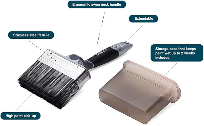 Anza ® | Angled Outdoor Paint Brush | Ergonomic swan Neck Handle for Comfort in use I Made with Highly Durable Materials I Professional Finish & Suitable for Various Surfaces | 4,7" x 2,5"