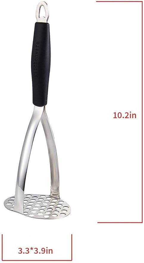 Joyoldelf Heavy Duty Stainless Steel Potato Masher, Professional Integrated Masher Kitchen Tool & Food Masher/Potato Smasher with Silicone Handle, Perfect for Bean, Vegetable, Fruits, Avocado, Meat
