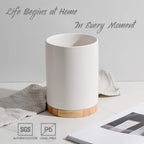 Sweejar Kitchen Utensil Holder with Wooden Bottom, 6.7" Ceramic Utensil Crock to Hold Spatulas for Cooking Countertop, Housewarming, Wedding, Birthday Gift (White)