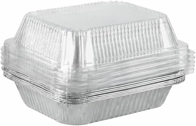 Stock Your Home 9x13 Disposable Baking Pan with Lid (10 Pack) Heavy Duty Aluminum Cake Pans with Lids, Clear Plastic Cover, Food Container for Lasagna, Casserole, Brownie, Rectangular Sheet Tray