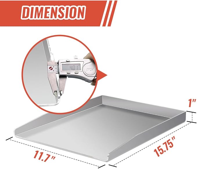 Havy-Duty Stainless Steel Griddle Pan for Outdoor Grill Stove Cooking 15.75 X 11.8 inch