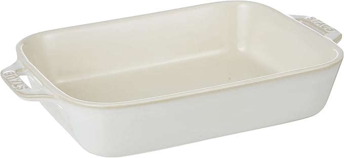 Staub Vintage Color Rectangular Dish, Ivory, 7.9 x 6.3 inches (20 x 16 cm), Ceramic, Heat Resistant, Oven and Microwave Safe