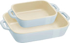 Staub Dish Z1029-461 Rectangular Dish, 5.5 x 4.3 inches (14 x 11 cm), 7.9 x 6.3 inches (20 x 16 cm), Macaron Blue, Ceramic Set, Gratin Dish, Oven, Microwave Safe