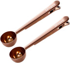 Coffee Scoop with Bag Clip, Multi-Function Milk Powder Measuring Spoon, 20ml (2*Rose Gold)