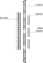 Ultra Wine Racks Floor-to-Ceiling Mount Display (1 Side, Triple Deep, Black, Holds 63 Wine Bottles) - Modern Metal Wine Storage for Wine Cellars, Home Bars, Kitchens, and Dining Rooms