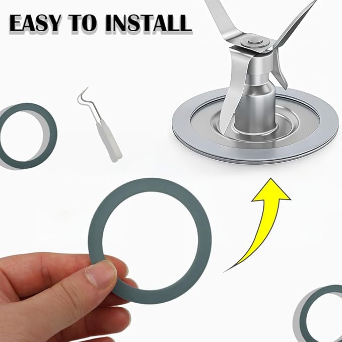6 Pack Blender Gasket Replacement Parts with Hook, Compatible with Oster and Osterizer Blender, Rubber Seal O-Ring Blender Accessories, Gray