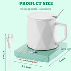 Coffee Mug Warmer - Fastest Heating Cup Warmer for Office Desk Accessories with Metal Heating Panel & 2 Temperature Settings for Coffee, Cocoa, Milk, Tea & Candles (Matcha)