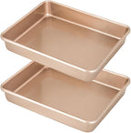 11" x 9" Baking Pans, Cookie Sheets Set of 2, 1.8 Inch Deep Nonstick Toaster Oven Pan Set for Baking, Heavy Duty Carbon Steel Non-toxic Toaster Oven Tray Replacement Cookie Tray for Kitchen Bake