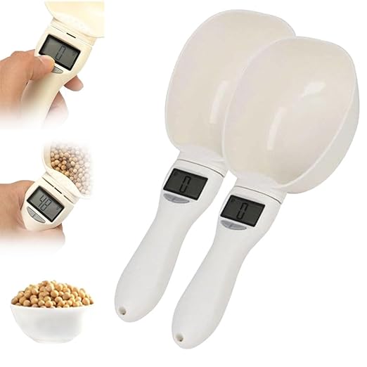 Digital Measuring Spoon, Electronic Measuring Spoon with LCD Screen, 800g / 0.1g High Precision Food Measuring Scoop Scale with Measuring Spoons for Food, Coffee,Spices, Dog Cat Food (2pcs)