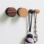 2 PCS Retro Magnetic Hooks, Wrought Iron Wooden Ball Hooks, Creative Punch-Free Storage for Refrigerators, Metal Doors, and Lockers (Beech+Walnut Wood,S)