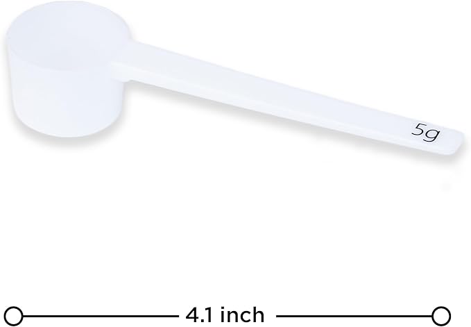 Measure spoons | measuring spoons set of 6 | exact dosing 3 gram scoop, 5 gram scoop, 7,5g, 10g, 15g, 30g | kitchen measuring set for powder and liquids | plastic medicine spoon and cups