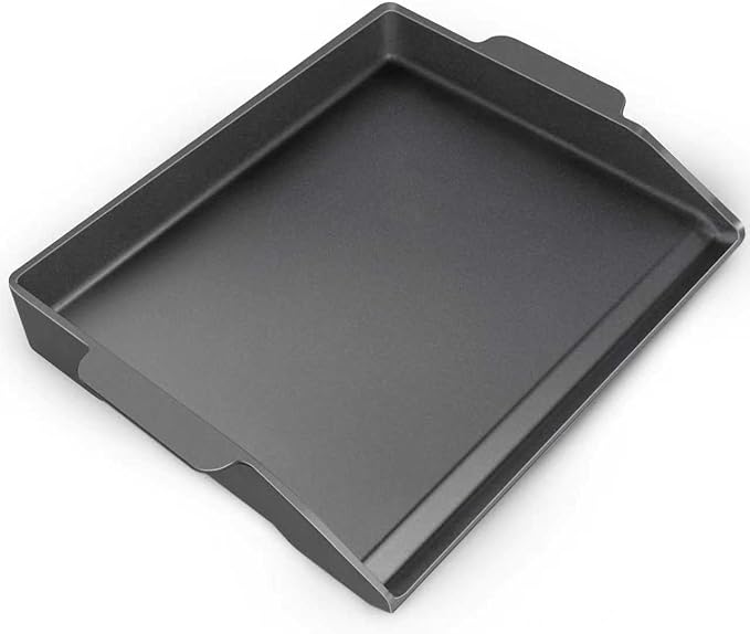 Cast Iron Griddle, Universal Stove Top Flat Griddle Charcoal Gas Grill Pan Insert for Weber Charbroil Nexgrill Replacement Parts Cooking Plate Outdoor Camp Tailgating Teppanyaki Accessory 17" x 13"