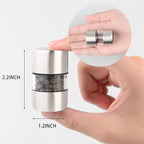 T-mark Premium Sea Salt and Pepper Grinder Set - Spice Mill with Brushed Stainless Steel, Small Portable Ceramic Salt & Pepper Shakers (2-Pack)