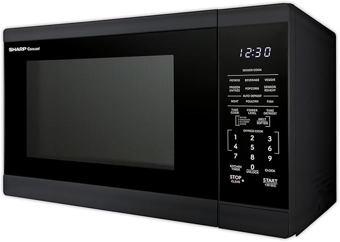SHARP Countertop Microwave Oven with Removable 12.4" Carousel Turntable, 1100 Watt, 1.4 Cubic Feet, Black