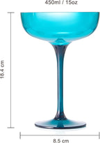 Plastic Acrylic Shatterproof Martini, Margarita, Champagne & Cocktail Unbreakable Glasses, Large Coupe Glasses 15oz, 6 Set, Tritan European Design Drinkware, BPA-free,Reusable, Pool, Indoor & Outdoor