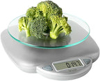 Taylor 11LB Capacity Digital Glass Top Kitchen Scale with LCD Display, Weight in Grams and Ounces for Baking, Cooking, and Meal Prep, Silver