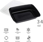 50-Pack Food Prep Containers, 1000ML/ 34 OZ Microwavable Food Storage Containers with Lids, Reusable Plastic lunch Containers Lunch Boxes- Stackable, Reusable Dishwasher Safe
