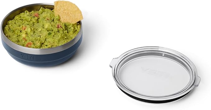 YETI Rambler Low Bowl, Vacuum Insulated, Stackable and Nestable Stainless Steel Bowl with Lid, 0.7 Quart, Navy