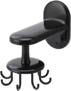 OUNONA Rotatable 8-Claw Adhesive Wall-Mounted Utensil Hook Black, Non-Punch Kitchen and Bathroom Hanging Organizer for Cooking Tools and Storage