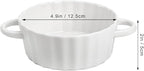 Foraineam 6 Pack Oven Safe Porcelain Souffle Dishes with Double Handles, 10 Ounce Round Mini Quiche Pan, Baking Pie Dish Ramekins For Pudding, Creme Brulee, Souffle