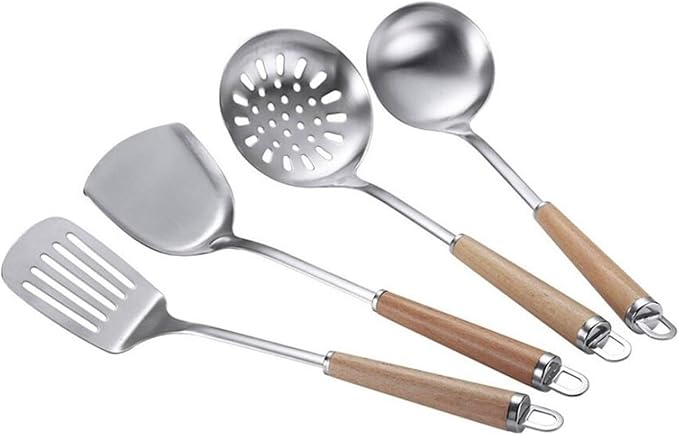 Kitchen Utensils Set，Cooking Utensils Kitchen Tools Gadgets Spoons for Cooking Spatulas 304 Stainless Steel Cooking Utensils Spatulas Spoons 4 Pieces