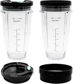 2 Packs 24oz Replacement Parts Cup with Lid, Compatible with Nutri Ninja BN750, BN750C, BN751, BN751C, BN800, BN800C, BN801, BN801C, DB751A